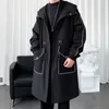 Мужские траншеи для мужчин с капюшоном куртки Harajuku Windbreaker Pocket пальмовый пальто мужской повседневный университет Hip Hop Streetwear длинное пальто