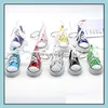 Keychains Fashion Accessories Creative Key Ring Chain Mini Canvas Shoes Sneaker Tennis Keychain Simation Sport Funny Keyring Pendant Gift Lx