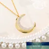 Изящный Crystal Crescent Moon Ожерелья для женщин Boho Ювелирные Изделия Нержавеющая Сталь Длинные Цепочки Ожерелье Ожерелье Ожерелье Ожерелья Муджера BFF