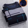 Thermal Underwear For Men Thin Fleece O neck Long sleeve Undershirt plaid and stripe color (only shirt) 210910