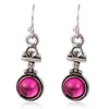 Boucles d'oreilles Vintage en pierre de lune rose pour femmes, bijoux tendance à la mode
