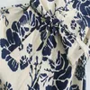 ザ夏の女性のシャツのドレスの花柄プリント半袖ベルトオフィスレディードレスファッションボタンアップビンテージブルー女性ドレス210602