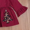 2-7Y Christmas Toddler Kid Girls Clothes Set Ruffles Tunic Long Sleeve Tops Leopard Pants Outfits Children Costumes 210515