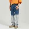 IEFB koreanska trend gradvis färg rakt denim byxor lös casual kontrast färg patchwork jeans män våren 9y7091 210524