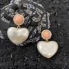 Brand Fashion Drop Heart Resin Jewelry Gold Color Big Pearls Earrings Luxury Tassel Design Wedding Party Top 211009