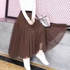 Skirts Autumn Winter Vintage Tulle Skirt Women Elastic High Waist Mesh Long Pleated Party A-Line