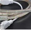 Şeritler SMD 3014 LED Şerit Esnek Işık 120 leds AC 220 V 110 V 240 V Su Geçirmez Şerit Bant Lambası + AB ABD İNGILTERE Güç Fiş Sıcak Beyaz