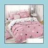 Sängkläder Sätter Tillbehör Hem Textil Trädgård 45 Textil Duvet Er Sheet Pillow Case Lovely Cat Kitty Set Girls Kid Teen Kvinna Sängkläder Bedc