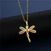 Pendant Necklaces Colorful Dragonfly Necklace For Women Gold Stainless Steel Enamel Insect Dripping Oil Neck Jewelry Christmas Gift