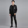 Idopy heren herfst faux lederen joggers harembroek motorfiets enkel rits elastische taille trekkoord PU-broek voor mannelijke mannen