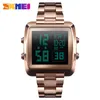 Skmei Top luxe mode Sport montre hommes bracelet en acier inoxydable montres compte à rebours Led affichage montre Reloj Hombre 1369 Q0524