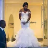 Organza Volants Robe De Mariée Africaine De L'épaule Plus La Taille Pays Robes De Mariée Avec Dentelle 2022 Dos Nu Plage Noir Filles Robes De Mariée Robe De Mari￩e