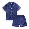 Детские пижамы, комплект одежды для сна, комплект одежды для мальчиков и девочек с короткими рукавами и шортами с карманами, 2 предмета Summer1100537