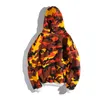 가을 겨울 남성 여성 패션 카모 얇은 후드 재킷 애호가 oranger 힙합 캐주얼 후드 스웨터