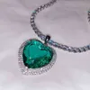 Luxe bling enkele hart van de zee kristal schone zirkoon ketting ketting voor vrouwen 925 zilveren mode ketting fijne sieraden