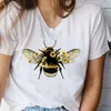 Women's T-Shirt Women Tshirts Cartoon Bee Floral Fashion Stylish Print Female Graphic T Top 90s Sweet Short Sleeve Shirt Tee