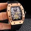 2021 Luxury Brand New Automatic Mechanical Skeleton Black Rose Gold Camouflage Rubber Men Stainless Steel Watch Limited Edition18