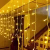 Strings 8M 12M 16M 20m Christmas Lights LED Icicle Curtain Light Droop 0.6m AC 220V Street Garland On The House Outdoor Year 2022