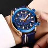 Moda Blue Men Watch Lige Top Luksusowy Marka Zegarek Wrist Man Casual Skórzany Wodoodporny Sport Kwarcowy Zegar Relogio Masculino 210527