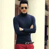 Outono e Primavera Novas Roupas Masculinas Color Sólido Camisa Stretch Stretch Stretch Lycra Algodão de Manga Longa T-shirt de Necked G1229