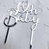 Andra festliga parti levererar 100pcs gyllene ros guld silver "oh baby" "grattis på födelsedagen" akrylbrev tårta topper baby shower födelsedag dec