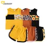 1-5Y Summer Casual Enfant Girl Girl Girl Vêtements Ensemble Fleur Leopard Gilet Top Shorts Tenue Costumes Tracksuit 210515