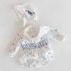 Primavera Autunno Abbigliamento per bambini Neonate Principessa Vento Stampa Pagliaccetti + Cappello Bambina per bambini Manica lunga 210429