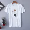 21SS U.S. Size Premium 100% Cotton Bear T-shirt Kort ärm Casual Loose T-shirt med skjortabjörntryck S-3XL