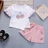 Baby Girls Clothing Sets Summer Newborn Infant Clothes Casual Short Sleeve Cotton Ice-cream Top Pants 2 Pcs Princess Kids Set X0902