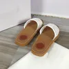 Chinelos femininos Woody Mules Sandália plana Preto Branco Rosa Lona Sapatos de couro Sandálias de verão