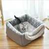 2 w 1 Cat Tent Cave Bed Miękkie kryty zamknięty domek domowy przytulny kot kotek łóżko sen dla psa szczeniaka z wymienną poduszką 2101006