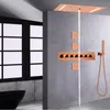 Termostatyczny różowy złoto mikser prysznicowy 70x38 cm LED najwyższy poziom luksusowy system prysznicowy