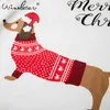 Ensembles de pyjama de Noël Femmes Teckel avec Santa Hat Dog Print 2 pièces Ensemble Crop Top + Shorts Taille élastique Pyjamas lâches S7N001 210421