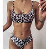 Leopard Print Two Piece Baddräkt Kvinnors Hög Midja Bikini Badkläder Baddräkt Simning för Kvinnor Brasilianska Bikinis 210702