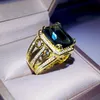 Bague en or jaune 14 carats Rel Nturl Spphire pour hommes et femmes, bijoux fins, nillos De mariage, Bizuteri, or 14 carats, pierres précieuses pures, 2201608