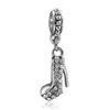 フィットPandora Charm BraceletヨーロッパシルバーチャームビーズブルークリスタルハイヒールシューズペンダントDIYスネークチェーン用女性バングルネックレスジュエリー