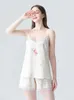 Damska Sleepwear Iizzini Original Latem 2021 Uprząż Piżama Kobiety Cienkie Ice Huai jedwabne bonkrety Kwiat szorty