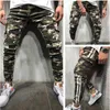 Uitverkoop Heren Skinny Stretch Potlood Denim Broek Camouflage Geplooide Slim Fit Jean Broek Side Stripe Cargo Jeans Mannelijke Kleding