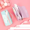 Canvas stationery pencil bags with watch pendant pencils case cute creative cases female