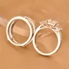 Hon Trend 3 Princess Cut Aaaaa CZ 925 Sterling Silver Wedding Rings Set för Kvinnor Förlovnings Ring Guard Justerbart band 211217