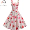 Abito estivo vintage con stampa sexy Donna Vestidos Robe Femme pin up Party Dress anni '50 Rockabilly Plus Size Abiti da spiaggia casual X0521