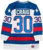 24S 1980 Miracle On Ice Team #21 Mike Eruzione #17 Jack O'Callahan #30 Jim Craig ijshockeytruien blauw wit gestikt Amerikaans hockeyshirt