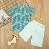 FOCUSNORM 2-7Y Summer Gentleman Infant Baby Boys Clothes Sets Flowers Print Short Sleeve Shirts Bow Tie Shorts X0802