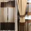 Modern Curtain for Living Dining Room Bedroom Minimalist Chinese Style Splicing Cloth Finished Curtain Tulle French Window 210712