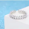 Retro Diamond Crown Rings Cluster Openbare Verstelbare Zilveren Engagement Trouwring voor Dames Mode-sieraden Will en Sandy
