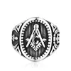 Men's masonic mason symbol emblem Rings wholesale Stainless Steel Antique Black Silver Free Mason Ring Jewely for Men