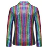 Gökkuşağı Ekose Pullu Glitter Suit Blazer Erkekler 2022 Marka Çentikli Yaka Kulübü DJ Erkek Blazer Ceket Sahne Giysileri Şarkıcılar için 211111