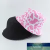 Nytt mode koreanskt rosa kotryck med hinkhatt kvinnor Vändbar fiskekeps Bob Chapeau Höst Sommar Fabriksprisexpertdesign Kvalitet Senaste Stil Originalstatus