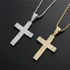 Hip Hop couleur or croix pendentif collier glacé Zircon Crucifix bijoux chrétiens avec chaîne de corde