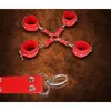 Cuoio Croce Manette Cavigliere Restraint Bondage Fetish Cosplay poliziotto bdsm Polso giocattolo del sesso per coppia vita sessuale donne Y201118